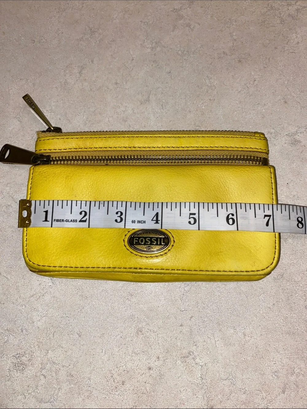 Fossil Bright Yellow Emory Leather Zip Pouch Wallet